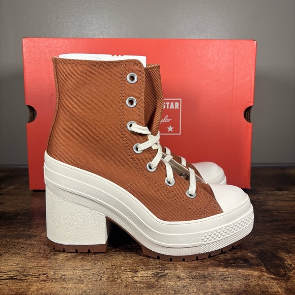 Converse Chuck 70 De Luxe Heel Hi Platform A05253C Women’s Size 5.5 Tawny Owl - Picture 6 of 9